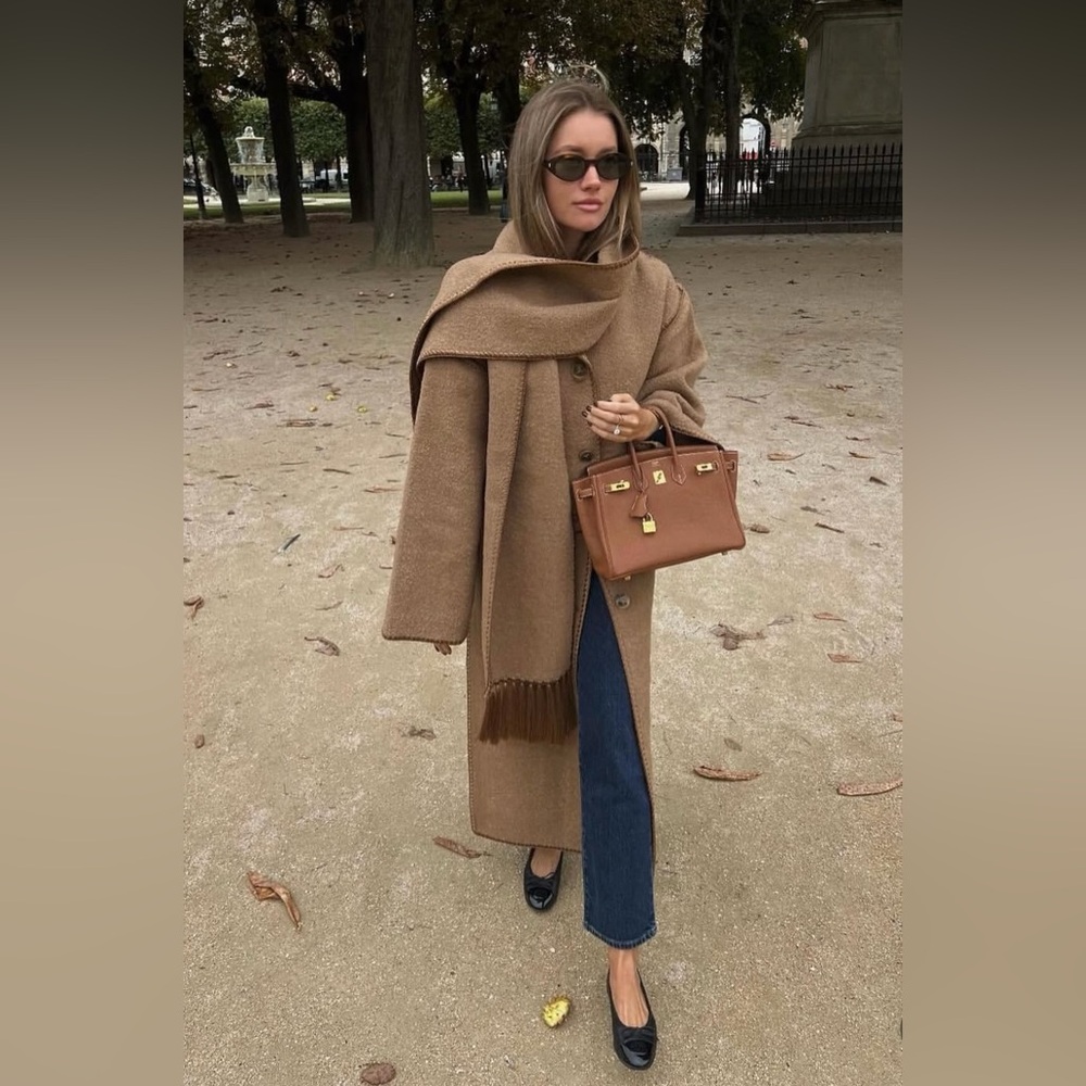 Toteme Embroidered Scarf Coat, 34, Camel - Picture 16 of 16